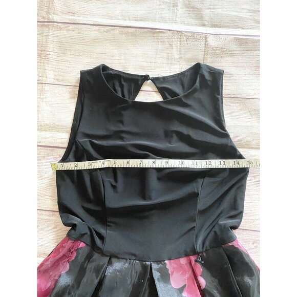 Eliza J Women's Jersey Black And Red Floral Ball Gown - 4 - Picture 10 of 13